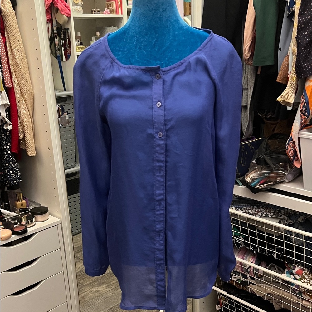 LOFT Royal Blue Button-Up Blouse